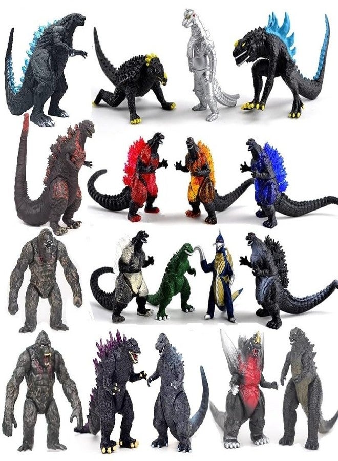 De-Lite Super Saver Combo Pack Premium King of Monsters Vinyl Plastic PVC Action Figures Movie Collectible Toys (Godzilla&Kong, All Generation Series, 18 Pcs, 5-8cm) - Image 1